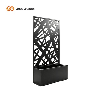 Outdoor Modern Metal Privacy <b>Screen</b> Planter Box with <b>Leaf</b> Pattern Abstract Crisscross Hollow Eco-friendly Garden Partition Fence - Product Image 3