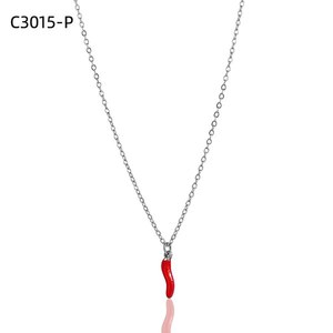 Collar con colgante Amy Amy Fashion, chapado en plata, resina, color rojo chile, joyería diaria para mujer, regalo, cadena de serpiente C3016 - Product Image 1