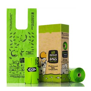 BPI/EN13432 Certified 100% <b>Compostable</b> T-shirt Dog Poop <b>Bags</b> | Leak-Proof Easy Tie Handle Pet Waste <b>Bags</b> (Custom Logo) - Product Image 1