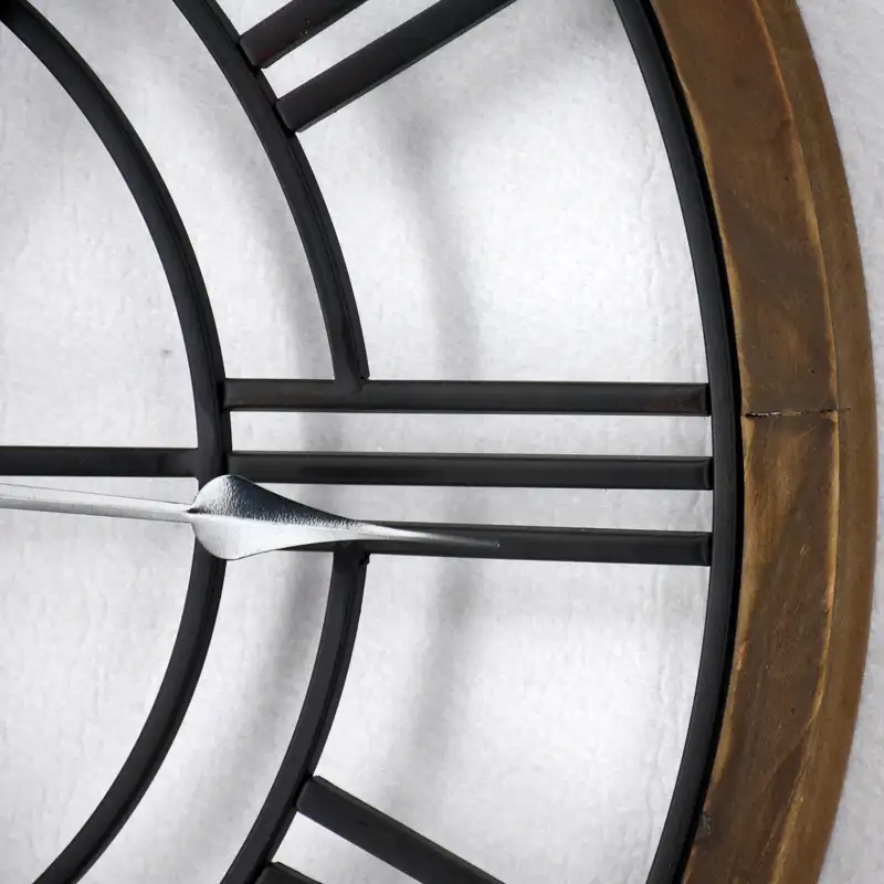 24 Zoll große römische Ziffer schwere Vintage Holzrahmen Metall Wanduhren für Wohnzimmer Dekor große dekorative Uhr übergroß