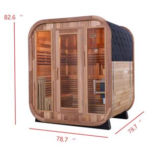 6-Person <b>Outdoor</b> Sauna with Tempered Glass Door, Square Red Cedar 9KW Heater Tongue and Groove - Product Image 6
