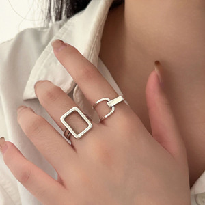 925 Sterling <b>Silver</b> Square Hollow <b>Ring</b> Geometric Heart Shape Open Design For Women Everyday Wear - Product Image 4