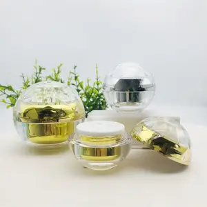 عالية الجودة 1oz 15g 30g 50g الذهب الفضة اللون فارغة التجميل كرة مستديرة شكل مَرْطَبانٌ كريم أكريليك