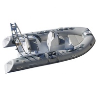 Bateaux Pneumatiques Hypalon Modèle Double de 3,9 m (13 pi) en Fibre de Verre et PVC de 1,2 mm, Bateau Moteur Semi-Rigide avec Coque en V Profond pour la Pêche en Plein Air