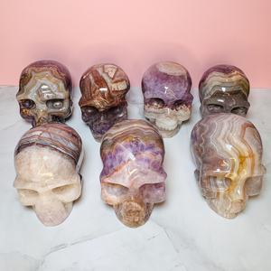 Crânes en cristal sculptés à la main en gros, agate du Mexique avec crânes en améthyste pour le Feng Shui - Product Image 4