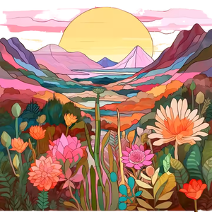 SONGWOOART peint à la main 5D diamant peinture Kit imprimé Style classique couchers de soleil fleurs montagnes Art mode Style classique - Product Image 1