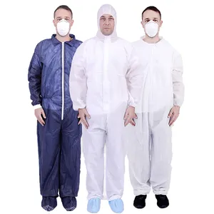 Factory Supply Disposable 40g White PP Dustproof Elastic Wrist Coverall With Hood