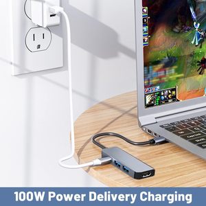Station d'accueil SYONG 100W PD 4-en-1 avec hub <span class=keywords><strong>USB</strong></span> <span class=keywords><strong>C</strong></span> pour adaptateur <span class=keywords><strong>HDMI</strong></span> femelle, dongle <span class=keywords><strong>USB</strong></span> 3.0/2.0, compatible multiport 4K 30Hz - Product Image 3