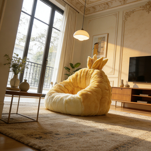 โซฟาเดี่ยวขนนุ่มสีเหลืองครีมลายสับปะรด ดีไซน์น่ารัก นั่งสบาย เหมาะสำหรับห้องนั่งเล่นและห้องนอน  โด่งดังในโลกออนไลน์ - Product Image 4