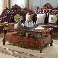 Table basse de style américain, table à thé de luxe en bois massif, table centrale pour canapé, pour salon, maison et hôtel