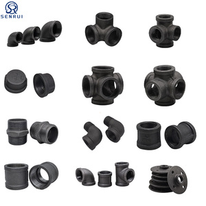 Raccords de tuyauterie en fonte malléable SENRUI, en fonte ductile, en forme de T, de raccord, de bride, de croisillon, de manchon, d'union, de coude à <span class=keywords><strong>90</strong></span> degrés - Product Image 1