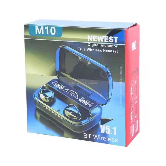 TWS M10 Wireless Headphones LED Display Charging Box 9D Stereo In-Ear Sports Waterproof 5.1 Headset