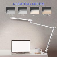 Lampe de bureau architecte LED AC moderne à intensité variable avec bras articulé en aluminium pour salle de lecture