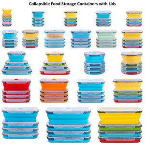 Tốt nhất người bán có thể gập lại Silicone cấp thực phẩm cup container với nắp ngăn duy nhất cho bảo quản thực phẩm lưu trữ du lịch sử dụng chàng trai - Product Image 2