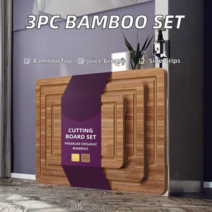 ชุดเขียงไม้ไผ่พรีเมียม 3 ชิ้น ขายส่ง พร้อมร่องเก็บน้ำด้านข้างและหูจับ สำหรับการหั่นที่สะดวก - Product Image 3