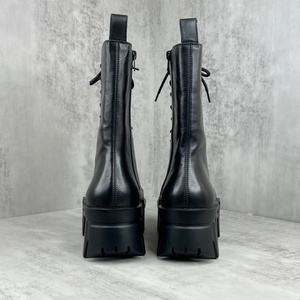 Botas de cuero genuino de vaca de alta calidad, a la moda, con cordones, para invierno y primavera, con suela gruesa y aumento de altura, estilo locomotora. - Product Image 5