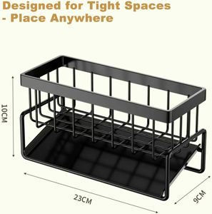 Organizador de Platos para Fregadero de Cocina, Moderno, Negro, Sostenible, de Acero al Carbono Inoxidable, con Soporte para Cepillos de Alta Calidad - Product Image 3