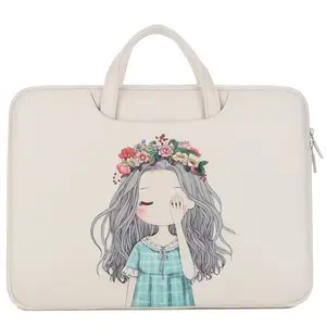 Fashion 13 14 15.6 Inches Pu Leather Laptop Hand Bag Cute Cartoon Design Laptop Tote Bag For Women