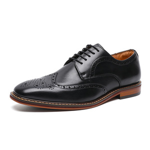 Chaussures habillées en cuir Derby britanniques faites à la main Brock pour hommes, en cuir <span class=keywords><strong>de</strong></span> vachette pleine fleur, grande taille, respirantes, à lacets, pour mariages et affaires - Product Image 6