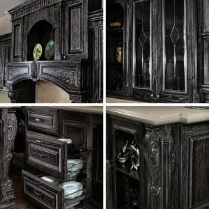 Meubles de <span class=keywords><strong>cuisine</strong></span> haut de gamme en bois fumé certifiés FSC, armoires de <span class=keywords><strong>cuisine</strong></span> modulaires de luxe de style <span class=keywords><strong>colonne</strong></span> romaine, fabricant de meubles sur mesure - Product Image 2