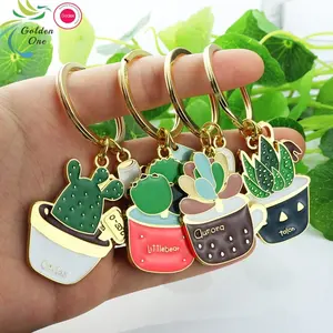 Pack Cute Potted fancy Succulent Custom Logo Cartoon Plants Key Ring Cactus Plants Keychain Women Purse Bag Key Chain