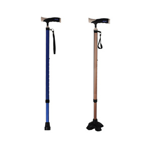 Adjustable Aluminum Alloy <b>Walking</b> Stick With Non Slip Handle And Tpr Tip For Elderly Hiking Support - Product Image 2