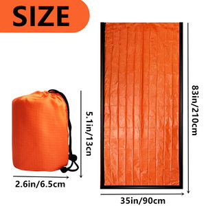 Sac de couchage d'urgence en film polyester pour équipement de camping en plein air, sac de survie, kit d'urgence - Product Image 4