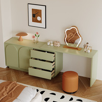 Table de toilette moderne style crème en bois massif, commode de rangement de chevet extensible pour chambre à coucher et salon