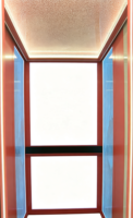Ascenseur panoramique moderne pour villa, sur mesure, en aluminium rouge et acier inoxydable, sans engrenages, à courant alternatif