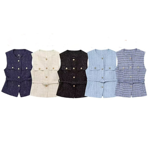 เสื้อกั๊กแขนกุดสไตล์ย้อนยุคสำหรับผู้หญิงเสื้อแขนกุดประดับลูกปัดเครื่องประดับแฟชั่นใหม่ฤดูใบไม้ผลิ - Product Image 1