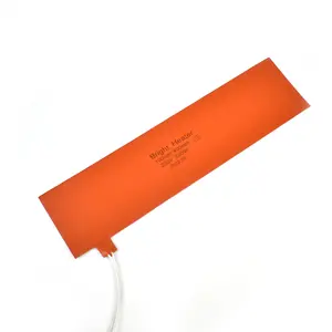 BRIGHT Oem Customized 400*100mm 230V 200W Industrial Flexible Plate Silicone Rubber Band Electric Heater Pad 200 Degree