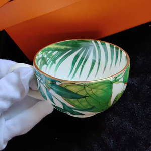 Wholesale European Luxury Gold Designer Coffee <b>Cup</b> Bone China Tropical Rain Forest Ceramic <b>Tea</b> <b>Cups</b> <b>Set</b> with Gift Box - Product Image 3