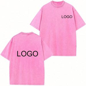 Camiseta de Algodón 100% de Lujo para Niños al por Mayor, Tallas Grandes, de Alta Calidad, Lisa, con Logo Vintage Personalizado, Efecto Desgastado, Oversize, con Acabado Ácido Comprimido - Product Image 4