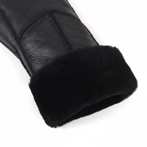 Mitaines Usine Offre Pas Cher En Peau De Mouton Doublure En Fourrure Gants Mitaines Épissées Mitaines pour Dame - Product Image 1