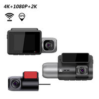 Kamera Dash Cam 3 Saluran 4K Panoramic View Security Wifi GPS Perekam Video untuk Mobil
