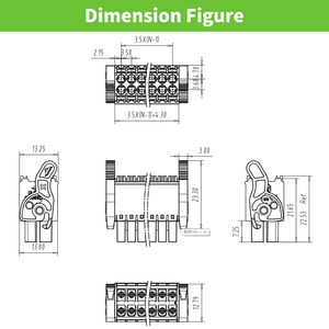 Двухуровневый подключаемый клеммный блок без винтов с пружинным рычагом и гайкой, соединитель провода с шагом 3,5 мм, 12P - Product Image 2