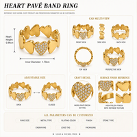 18K Gold PVD Edelstahl Multi-Herz Ehering für Damen Kristall-Pavé Vergoldet Wasserdicht Hypoallergen Großhandel Schmuck