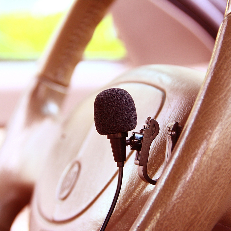 Microfono Esterno Per Autoradio Con Jack 3.5 Mm, Cavo 2 Metri, Clip Visiera E Supporto, Ideale Per Vivavoce E Bluetooth