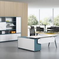 Bureau de direction en bois en forme de L, moderne et simple, facile à assembler, avec espace de rangement, personnalisable en couleur et en taille de haute qualité