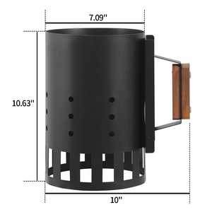 Stainless Steel <strong>BBQ</strong> Charcoal <strong>Chimney</strong> Starter with Wood Handle, Large Capacity <strong>BBQ</strong> Lighter Tool - Product Image 2