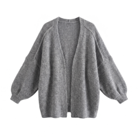 Cardigan tricoté sur mesure pour femme, couleur unie, coupe ample, devant ouvert, manches longues, tricot doux, vente en gros