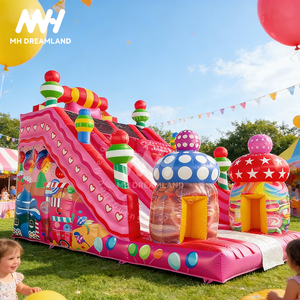 Château gonflable à thème cookie et toboggan combinés, toboggan à gâteau gonflable rose, commercial pour la <span class=keywords><strong>location</strong></span> d'événements - Product Image 2