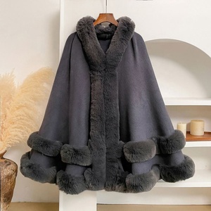 Nuevo Poncho de Punto con Cuello de Piel Sintética de Conejo Rex, Talla Grande, Ecológico, Transpirable, de Fibra de Poliéster Vintage - Product Image 3