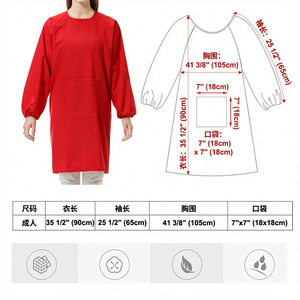 Custom Long Sleeve <b>Apron</b> Solid Color Durable <b>Waterproof</b> For Daily Use With Pocket And Tie Design - Product Image 5
