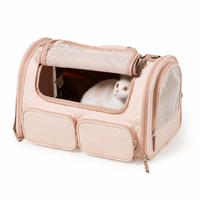 Bolsa de Transporte para Mascotas, de Tela Oxford Transpirable, para Perros y Gatos, con Correa para Llevar en la Mano o al Hombro, en Rosa, Negro y Azul