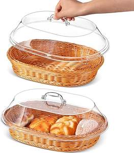 Commercio all'ingrosso della fabbrica cesto rettangolare in rattan pp piccolo cesto di stoccaggio <span class=keywords><strong>M</strong></span>-Size con coperchio cibo da cucina pane di frutta - Product Image 4