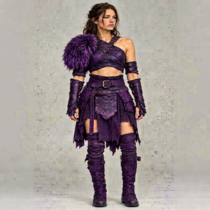 Disfraz de Guerrera de Cuero para Mujer con Hombreras de Piel y Conjunto de Armadura - Product Image 1
