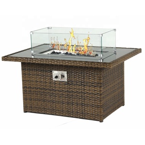 Mesa de comedor tejida de mimbre/MESA de parrilla/MESA de barbacoa mesa de hoguera - Product Image 1
