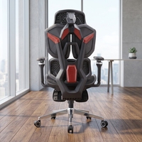Chaise de jeu ergonomique inclinable de luxe personnalisée en maille noire avec repose-pieds pour joueur