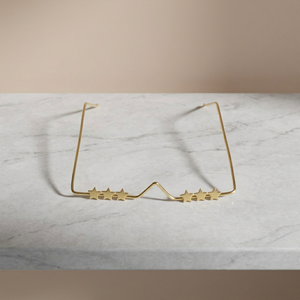 Gold Plated Brass Rimless Facelet Wavy Half <b>Frame</b> Lightweight Accessory for Women - Product Image 2
